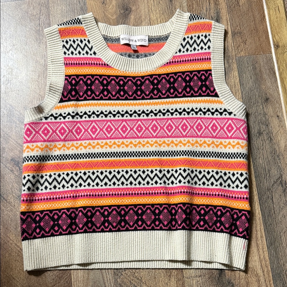 Vibrant Pink and Orange Patterned Tank Top